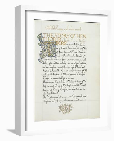 Ms 270* F.1R the Story of Hen Thorir, C.1873-4-William Morris-Framed Giclee Print