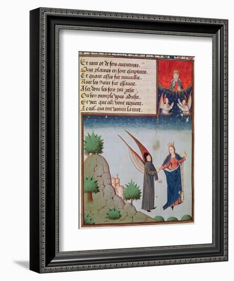 Ms 3045 Fol.94R Lady Philosophy Leads Boethius in Flight into the Sky on the Wings-French School-Framed Giclee Print