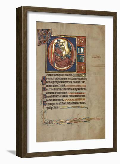 Ms 322 F.28R, Psalm 26, Initial D, David Harping before Saul, Illustration from the 'De Brailes…-William de Brailes-Framed Giclee Print