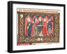 Ms 364 Fol.166 A Marriage, Illustration from Commentaries of Johannes Andreae on Papal Decretals-French-Framed Giclee Print