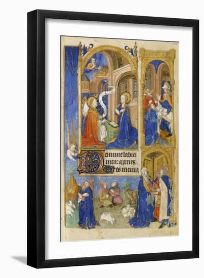 Ms 39-1950 F.26R the Annunciation and Annunciation to the Shepherds, 1464-null-Framed Premium Giclee Print