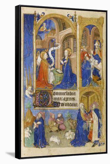 Ms 39-1950 F.26R the Annunciation and Annunciation to the Shepherds, 1464-null-Framed Stretched Canvas