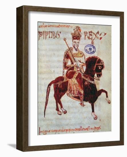 Ms 4 Equestrian Portrait of Pepin (C.773-810) King of Italy, 1023 (Vellum)-Italian-Framed Giclee Print