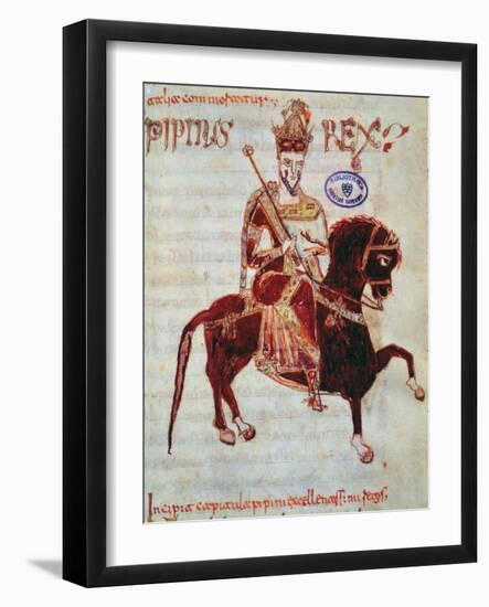 Ms 4 Equestrian Portrait of Pepin (C.773-810) King of Italy, 1023 (Vellum)-Italian-Framed Giclee Print