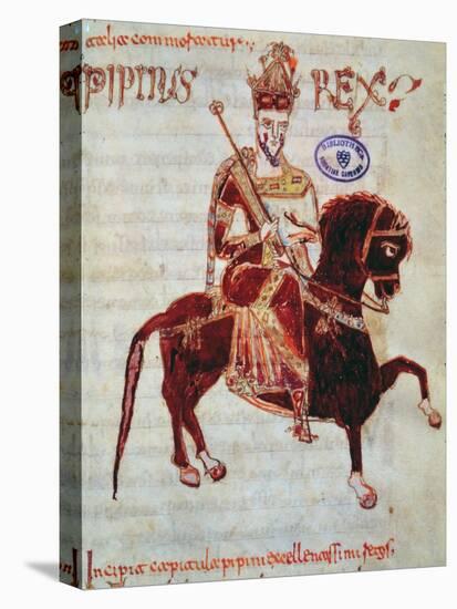 Ms 4 Equestrian Portrait of Pepin (C.773-810) King of Italy, 1023 (Vellum)-Italian-Stretched Canvas