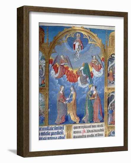 Ms 412 the Trinity Surrounded by Three Angels and Below Them Personifications of Mercy and Truth-Jean Fouquet-Framed Giclee Print