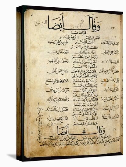Ms.B86 Fol.55B Poem by Ibn Quzman (Copy of a 12th Century Original) (Ink on Paper)-Syrian-Stretched Canvas