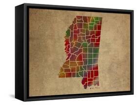 MS Colorful Counties-Red Atlas Designs-Framed Stretched Canvas