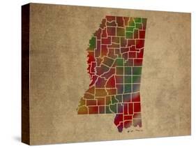 MS Colorful Counties-Red Atlas Designs-Stretched Canvas