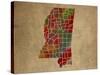 MS Colorful Counties-Red Atlas Designs-Stretched Canvas