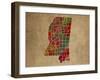 MS Colorful Counties-Red Atlas Designs-Framed Giclee Print