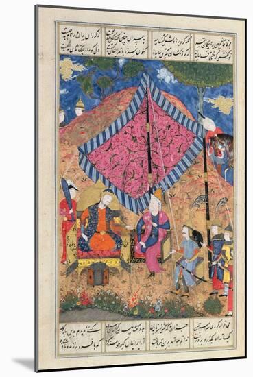 Ms D-184 Fol.203A the Tent of the Persian Army, Illustration from the 'shahnama' (Book of Kings),…-null-Mounted Giclee Print