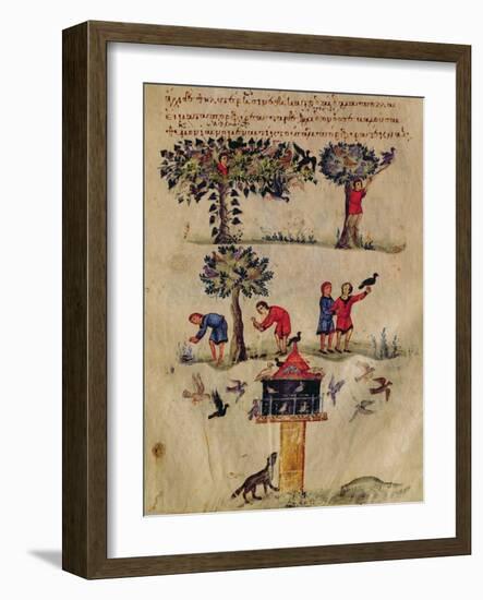 Ms Grec 479 Hunting for Birds, Illustration Probably from the Ixeutika by Oppian-Italian-Framed Giclee Print