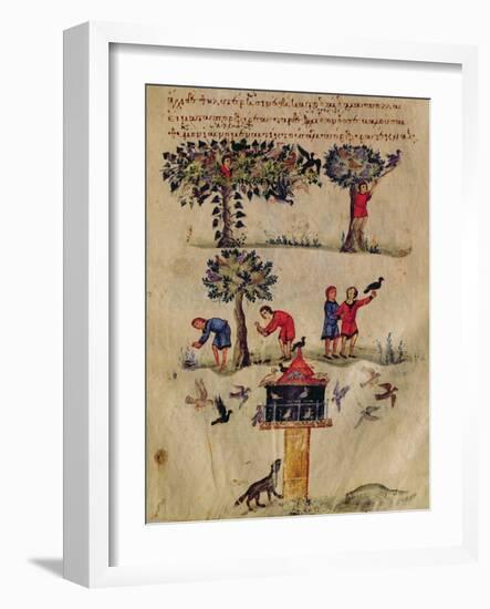 Ms Grec 479 Hunting for Birds, Illustration Probably from the Ixeutika by Oppian-Italian-Framed Giclee Print