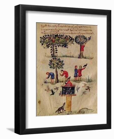 Ms Grec 479 Hunting for Birds, Illustration Probably from the Ixeutika by Oppian-Italian-Framed Premium Giclee Print