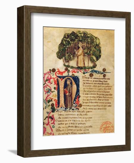 Ms It.474 Opening Scene of Dante's 'Divine Comedy' with the Figure of Dante in the Dark Wood-Italian-Framed Giclee Print