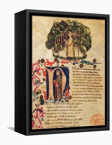 Ms It.474 Opening Scene of Dante's 'Divine Comedy' with the Figure of Dante in the Dark Wood-Italian-Framed Stretched Canvas