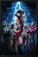 Ms. Marvel No.44 Cover: Ms. Marvel, Spider-Man, Iron Patriot, Wolverine, Ares, Hawkeye and Sentry-Sana Takeda-Lamina Framed Poster