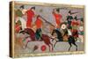 Ms Pers.113 F.49 Genghis Khan (C.1162-1227) in Battle, from a Book by Rashid-Al-Din (1247-1318)-null-Stretched Canvas