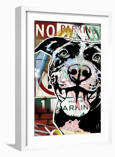 MS Understood NO PARKING, Road Signs, Dogs, Pets, Stencils, Happy, Panting, Tongue, Pop Art-Russo Dean-Framed Giclee Print