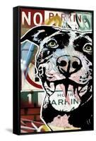 MS Understood NO PARKING, Road Signs, Dogs, Pets, Stencils, Happy, Panting, Tongue, Pop Art-Russo Dean-Framed Stretched Canvas