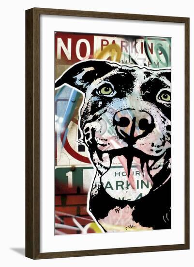 MS Understood NO PARKING, Road Signs, Dogs, Pets, Stencils, Happy, Panting, Tongue, Pop Art-Russo Dean-Framed Giclee Print