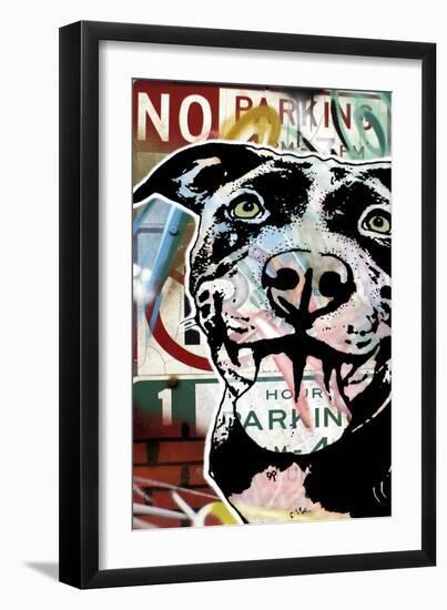 MS Understood NO PARKING, Road Signs, Dogs, Pets, Stencils, Happy, Panting, Tongue, Pop Art-Russo Dean-Framed Premium Giclee Print