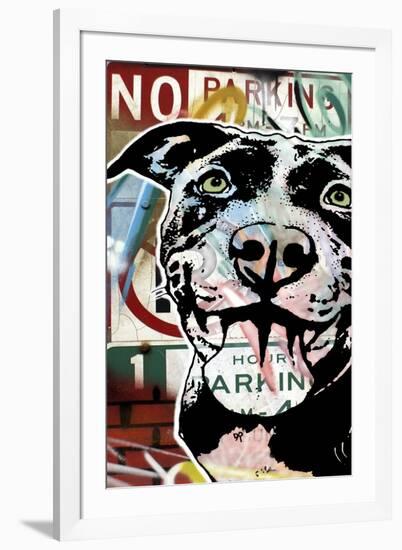 MS Understood NO PARKING, Road Signs, Dogs, Pets, Stencils, Happy, Panting, Tongue, Pop Art-Russo Dean-Framed Giclee Print