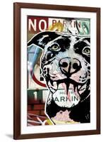 MS Understood NO PARKING, Road Signs, Dogs, Pets, Stencils, Happy, Panting, Tongue, Pop Art-Russo Dean-Framed Giclee Print