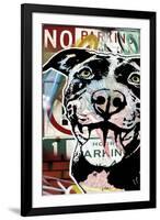 MS Understood NO PARKING, Road Signs, Dogs, Pets, Stencils, Happy, Panting, Tongue, Pop Art-Russo Dean-Framed Giclee Print