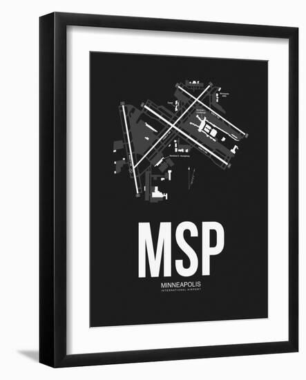 MSP Minneapolis Airport Black-NaxArt-Framed Art Print