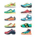 Sports Shoes Vector Set. Fashion Sportwear, Everyday Sneaker, Footwear Clothing Illustration-MSSA-Framed Art Print