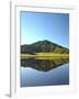 Mt. Aso reflected in a calm lake, Kumamoto Prefecture, Japan-null-Framed Photographic Print