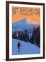 Mt. Bachelor and Skier - Oregon-Lantern Press-Framed Art Print