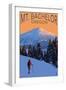 Mt. Bachelor and Skier - Oregon-Lantern Press-Framed Art Print