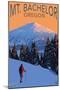 Mt. Bachelor and Skier - Oregon-Lantern Press-Mounted Art Print