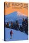 Mt. Bachelor and Skier - Oregon-Lantern Press-Stretched Canvas