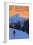 Mt. Bachelor and Skier - Oregon-Lantern Press-Framed Art Print