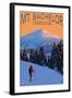 Mt. Bachelor and Skier - Oregon-Lantern Press-Framed Art Print