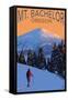Mt. Bachelor and Skier - Oregon-Lantern Press-Framed Stretched Canvas
