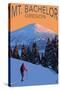 Mt. Bachelor and Skier - Oregon-Lantern Press-Stretched Canvas