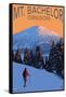 Mt. Bachelor and Skier - Oregon-Lantern Press-Framed Stretched Canvas