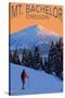 Mt. Bachelor and Skier - Oregon-Lantern Press-Stretched Canvas