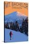 Mt. Bachelor and Skier - Oregon-Lantern Press-Stretched Canvas