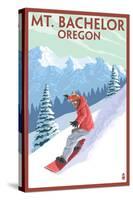 Mt. Bachelor, Oregon - Snowboarder Scene-Lantern Press-Stretched Canvas