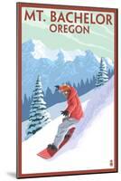 Mt. Bachelor, Oregon - Snowboarder Scene-Lantern Press-Mounted Art Print