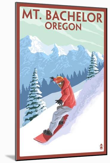 Mt. Bachelor, Oregon - Snowboarder Scene-Lantern Press-Mounted Art Print