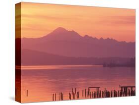 Mt. Baker and Puget Sound at Dawn, Anacortes, Washington, USA-William Sutton-Stretched Canvas