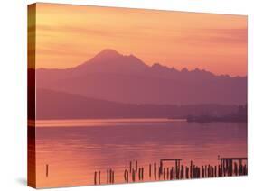 Mt. Baker and Puget Sound at Dawn, Anacortes, Washington, USA-William Sutton-Stretched Canvas