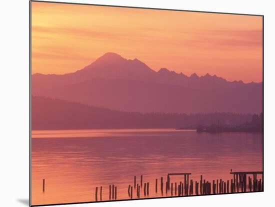 Mt. Baker and Puget Sound at Dawn, Anacortes, Washington, USA-William Sutton-Mounted Photographic Print